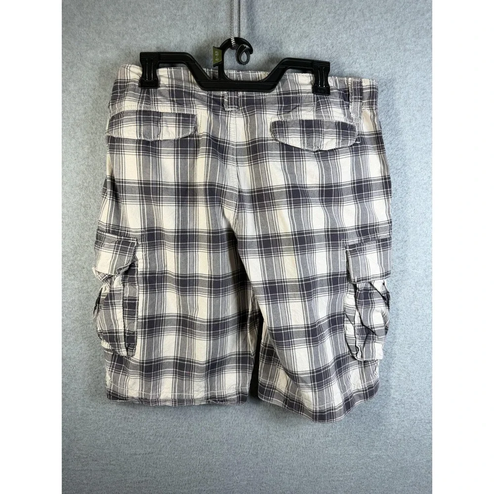 Gap Shorts Mens 34 Blue Plaid Cargo Lightweight Cotton Summer Pockets Casual‎